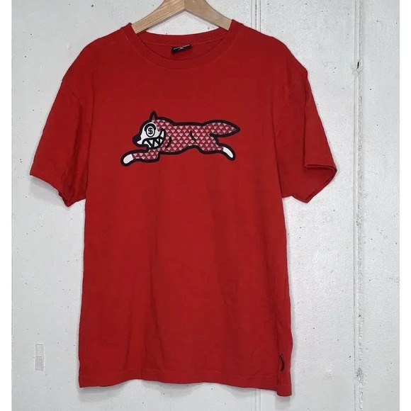BBC Billionaire Boys Club Ice Cream T-shirt Running Dog Diamond Red Men's L‎ Y2K - Picture 2 of 7